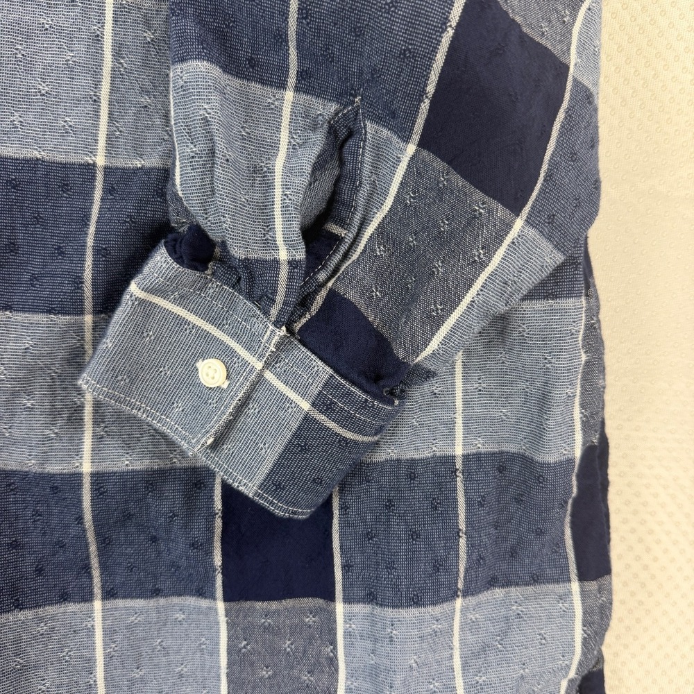 Lands End Dress Womens 1X Plaid Flannel Shirt Dress Blue Long Sleeve Cotton - Picture 12 of 15
